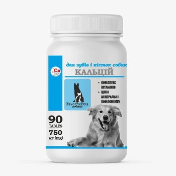 Добавка кормовая FavoritePets Кальций для собак, 90 таблеток по 750мг