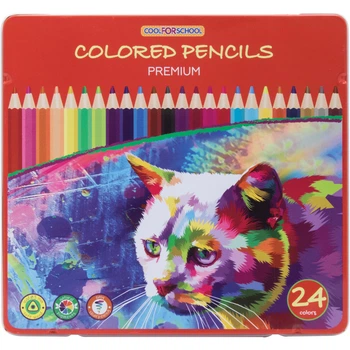 Карандаши цветные Cool For School Premium, трехгранные, 24 цвета (CF15180)