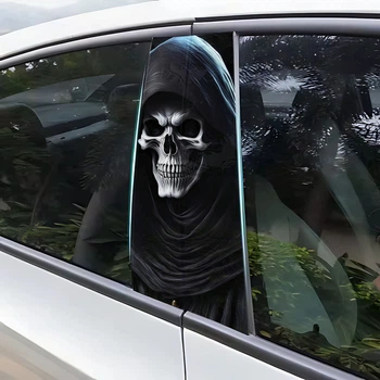 Наклейка на Авто / Мото / Стекло / Кузов " На стойки - Хэллоуин - Halloween - Скелет Жнец - Смерть " 2шт
