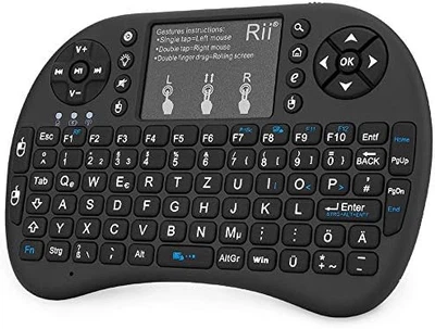Мини-беспроводная клавиатура Rii Mini i8+ Black с подсветкой и сенсорной панелью Multitouch