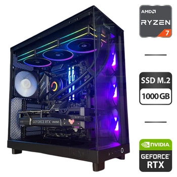 Сборка под заказ: игровой ПК NZXT H6 Flow Tower / AMD Ryzen 7 7800X3D (8 (16) ядер по 4.2 - 5.0 GHz) / 32 GB DDR5 / 1000 GB SSD M.2 / nVidia GeForce RTX 5070, 12 GB GDDR7, 192-bit / 750W