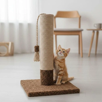 Котячий стовпчик кігтеточка для кішки, кошеня 54см коричнева