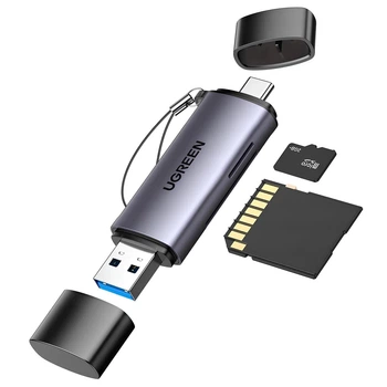 Картридер с разъемом USB-C/USB-A UGREEN CM185 Card reader (USB3.0, SD/TF, 5 Gbps). Gray
