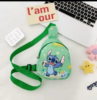 Детский рюкзак сумка-слинг Стіч Stitch 18*13 см Зелена