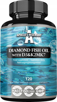 Suplement diety Apollo's Hegemony Diamond Fish Oil with D3 & K2MK7 120 kapsułek (8721077930527)