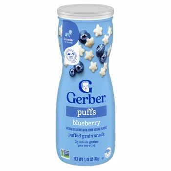 Gerber, Puffs, зернові снеки, для дітей від 8 місяців, лохина, 42 г