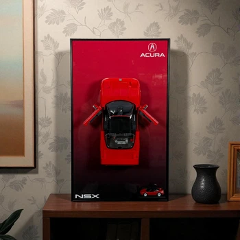 Арт Держатель Рамка 50x30 см. Стена для Конструктора Hot Wheels Brick Shop Elite Acura NSX 876 (JFT17) Подставка для Хот Уилс Акура / Нонда + Крепление для металлической