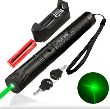 Лазерная указка Green Laser 303 зеленый луч мощность >1000 мВт дальность 10 км