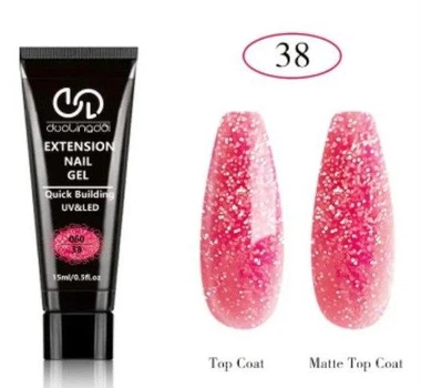 Полігель для нарощування нігтів DooLingdai Nail Gel №38 з глітером 15мл