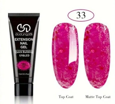 Полігель для нарощування нігтів DooLingdai Nail Gel №33 з глітером 15мл