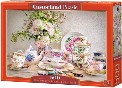 Пазл Натюрморт с цветами и фарфором 500 деталей Castorland