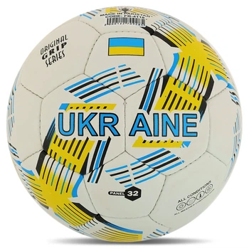 Футбольний м'яч Clubball Ukraine білий, розмір 5, PVC, ручне зшивання, латексна камера(OB_B731C1EB8ED3)