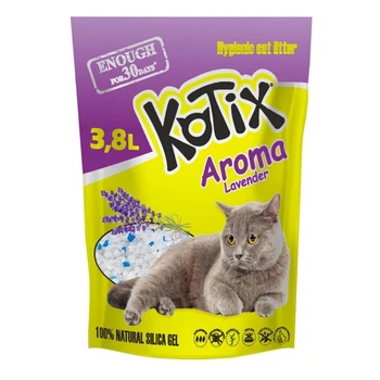 Наполнитель гигиенический силикагелевый KOTIX Lavender с ароматом лаванды для кошачьего туалета 3,8л