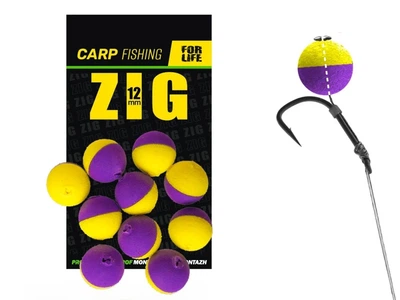 Плавающая насадка ZIG RIG 12mm Фиолетово-Желтая 10 шт