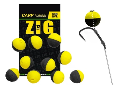 Плаваюча насадка ZIG RIG 12mm Чорно-Жовта 10 шт