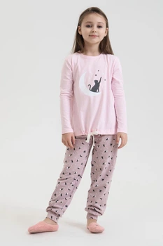 Пижама на девочку подростка Nicoletta Cat and the Stars Family look Светло-розовая 8-9 лет (128-134 см)