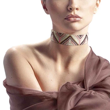 Набор для вышивания бисером на искусственной коже «Чокер» (3 × 30 см) Wonderland Crafts FLBB-139 Бежевый