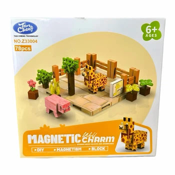 Магнитный конструктор Magnetic World Зоопарк с жирафом на 78 деталей (Z33004)