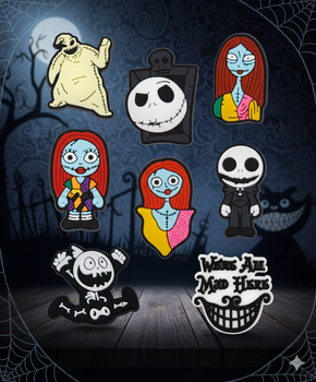 Джибитсы Кошмар перед рождеством Джек Скеллингтон The Nightmare Before Christmas Jack Skellington 8 шт аксессуары крокс украшение Dz_38(3)