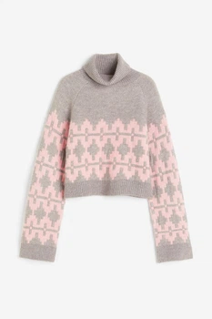 Жіночий светр H&M 207124-2 M(170/96) сіро-рожевий (2071240004)