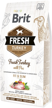 Sucha karma dla dorosłych psów o niskiej aktywności Brit Fresh Adult Fit & Slim z nadwagą oraz starszych Indyk i groszek 2.5 kg (8595602530809)