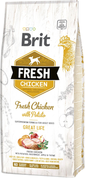 Sucha karma dla dorosłych psów wszystkich ras Brit Fresh Adult Great Life Kurczak i ziemniaki 12 kg (8595602530731)
