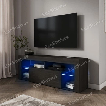 Тумба під телевізор з підсвіткою 140 см, сучасна тумбочка під TV з LED-підсвіткою від виробника Венге