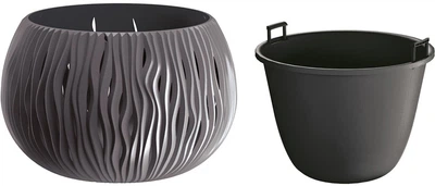 Вазон Prosperplast Sandy Bowl з вкладкою антрацитовий 29 x 19 см (23063-433) (5905197223957)