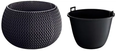 Doniczka na kwiaty Prosperplast Splofy Bowl 2 w 1 antracytowa 29 x 19.5 cm (11300-433) (5905197976822)