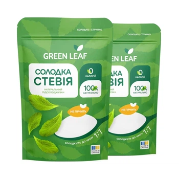 Сладкая Стевия (1:1) 250г GREEN LEAF полезный заменитель сахара