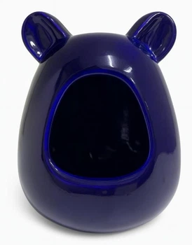 Купалка керамічна для гризунів Mazceramics ручної роботи з вушками синя Г:20 см х Ш:21 см х В:26 см
