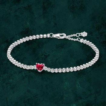 Серебряный браслет "Красное сердце" Pandora (Пандора) 590041c02 20