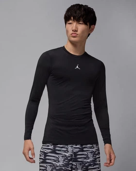 Чоловіча Базова Термофутболка з Довгим Рукавом Jordan Sport Men's Dri-FIT Long-Sleeve Base Layer Top(HQ8683-010) M Чорний