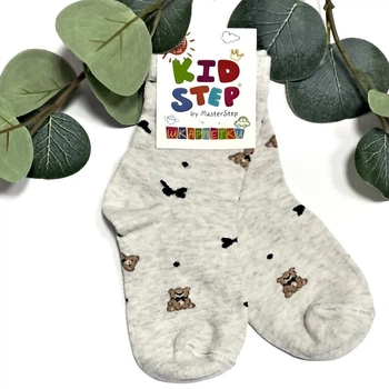 Дитячі шкарпетки для дівчинки KidStep на 16-18 см (26-28 розмір) Ведмедик Світло-сірий/ Бежевий