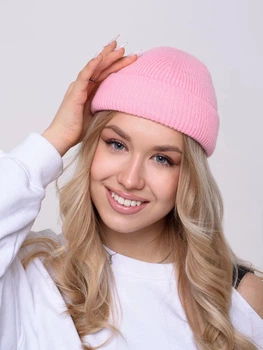 Вязаная шапка Мини-бини (Монатик) One-size Розовый