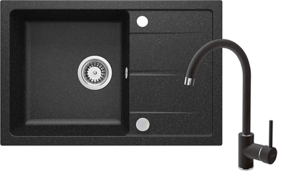 Zlewozmywak granitowy z baterią Deante Leda 670x440x164 mm (ZRDA2113)