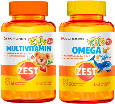 Набор для детей Zest: Kids мультивитамин 60 жевательных пастилок +