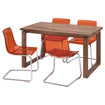 Набор мебели стол и 4 стула 140x85см MORBYLANGA/TOBIAS IKEA 094.849.46 оранжевый