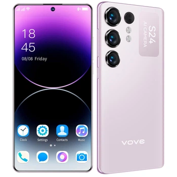 Мобільний телефон Vove S24 Ultra Dual SIM 6.74（Helio G99）, екран 4ГБ+64ГБ, розблокування відбитком пальця, рожевий