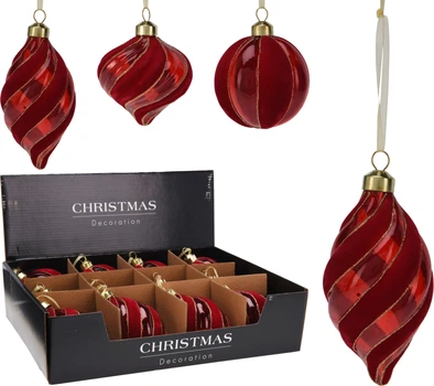 Набір ялинкових прикрас Christmas Decoration 8 см, 8 см, 12.5 х 6.3 см 12 шт Червоний (ABR822420)