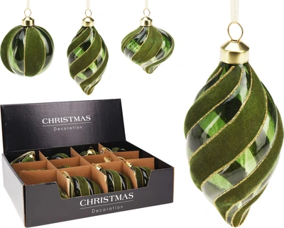 Набір ялинкових прикрас Christmas Decoration 8 см, 8 см, 12.5 х 6.3 см 12 шт Зелений (ABR822430)