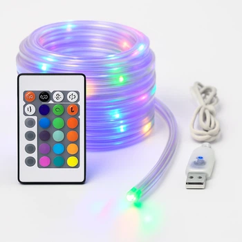 Уличная неоновая RGB гирлянда 10 метров, с пультом управления, водонепроницаемая