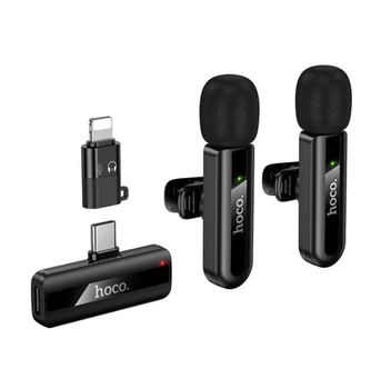 Мікрофон-петличка Hoco L20A Fair dual-mic wireless microphone(iP/Type-C) Black