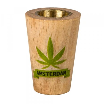 Наперсток для курения деревянный с латунной вставкой Amsterdam Leaf