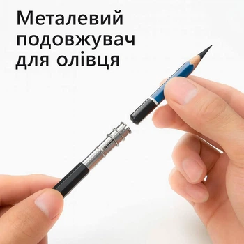 Регульований металевий подовжувач олівця, підходить для художників/ школи/офісів/ескізів/мистецтва/письма, чорний (115736555)