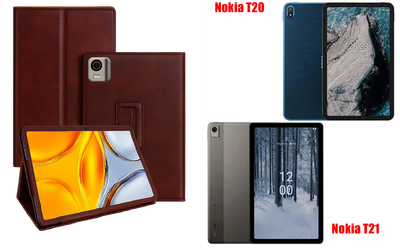 Чехол-подставка CRAYTON для Nokia T20, Nokia T21 – стиль, защита и ручная сборка, цвет Карминовый