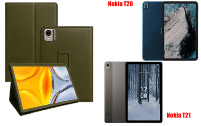 Чехол-подставка CRAYTON для Nokia T20, Nokia T21 – стиль, защита и ручная сборка, цвет Оливковый