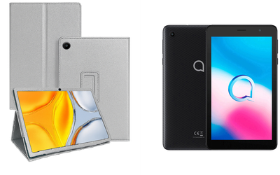 Чехол-подставка CRAYTON для Alcatel 1T 7 4G (9013X) – стиль, защита и ручная сборка, цвет Серебро