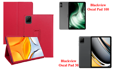 Чехол-подставка CRAYTON для Blackview Oscal Pad 100, Oscal Pad 30 – стиль, защита и ручная сборка, цвет Малиновый