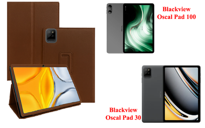 Чехол-подставка CRAYTON для Blackview Oscal Pad 100, Oscal Pad 30 – стиль, защита и ручная сборка, цвет Коричневый св